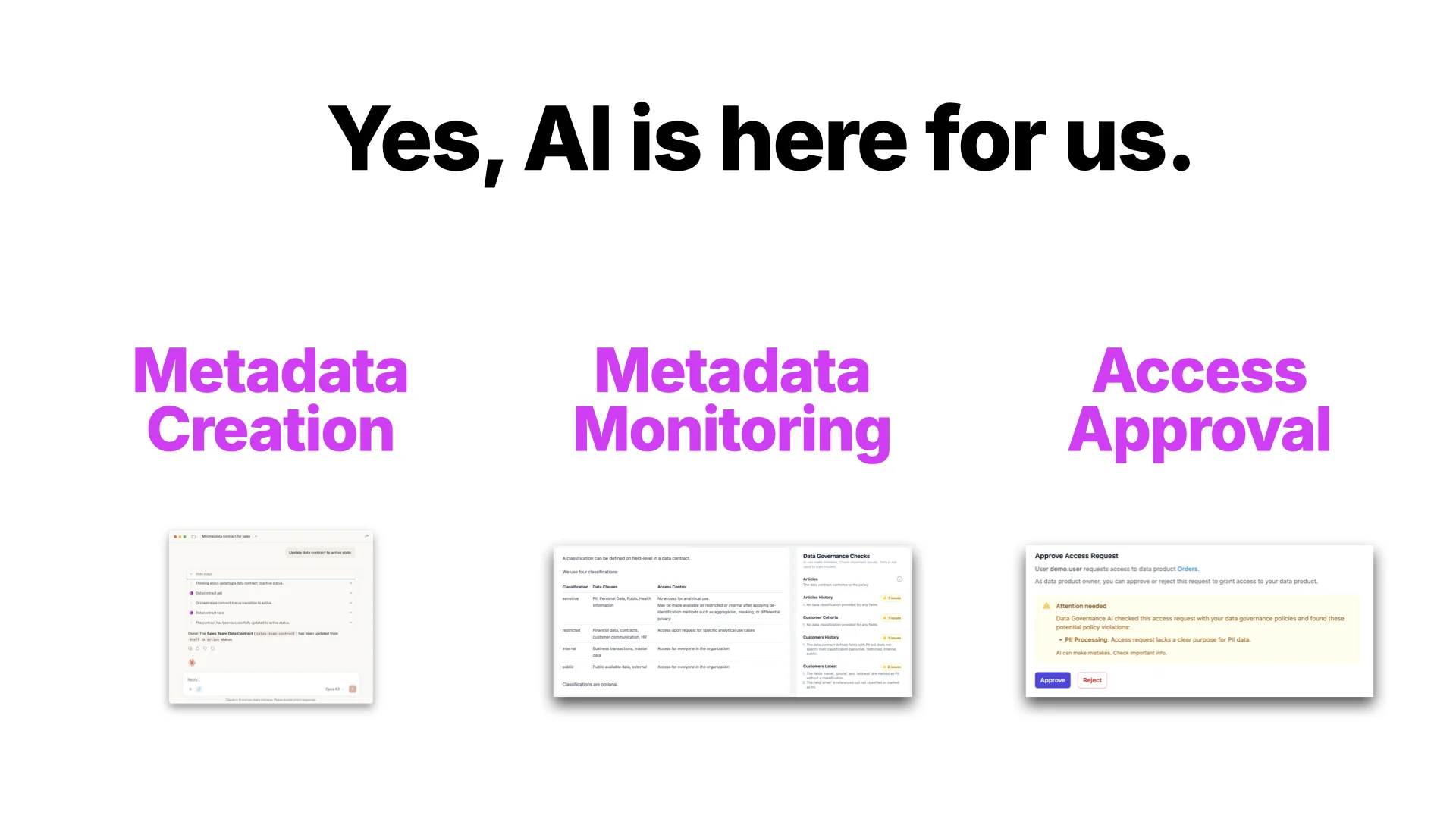 Yes, AI is here for us — Metadata Creation, Metadata Monitoring, Access Approval