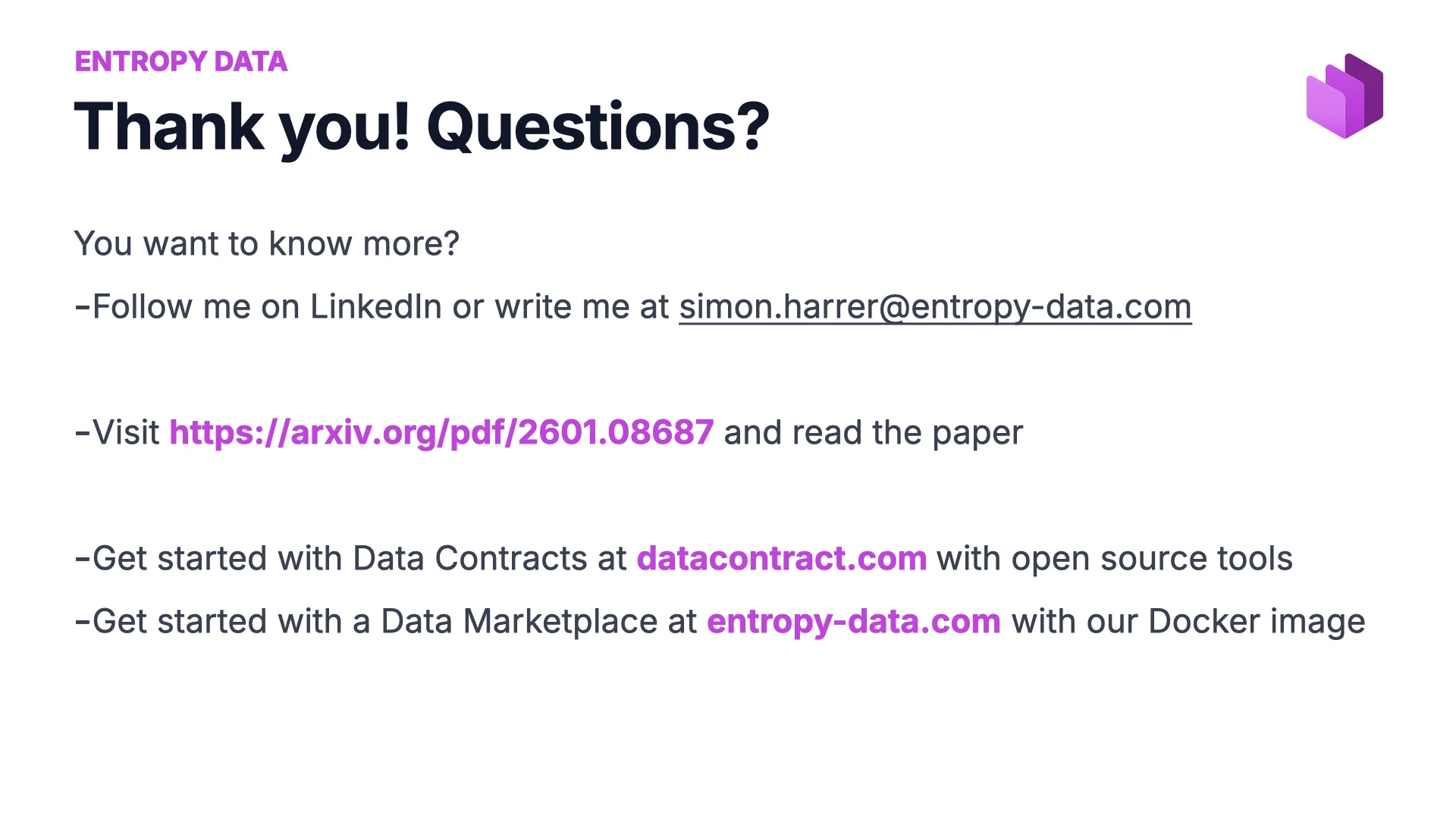 Thank you! Questions?