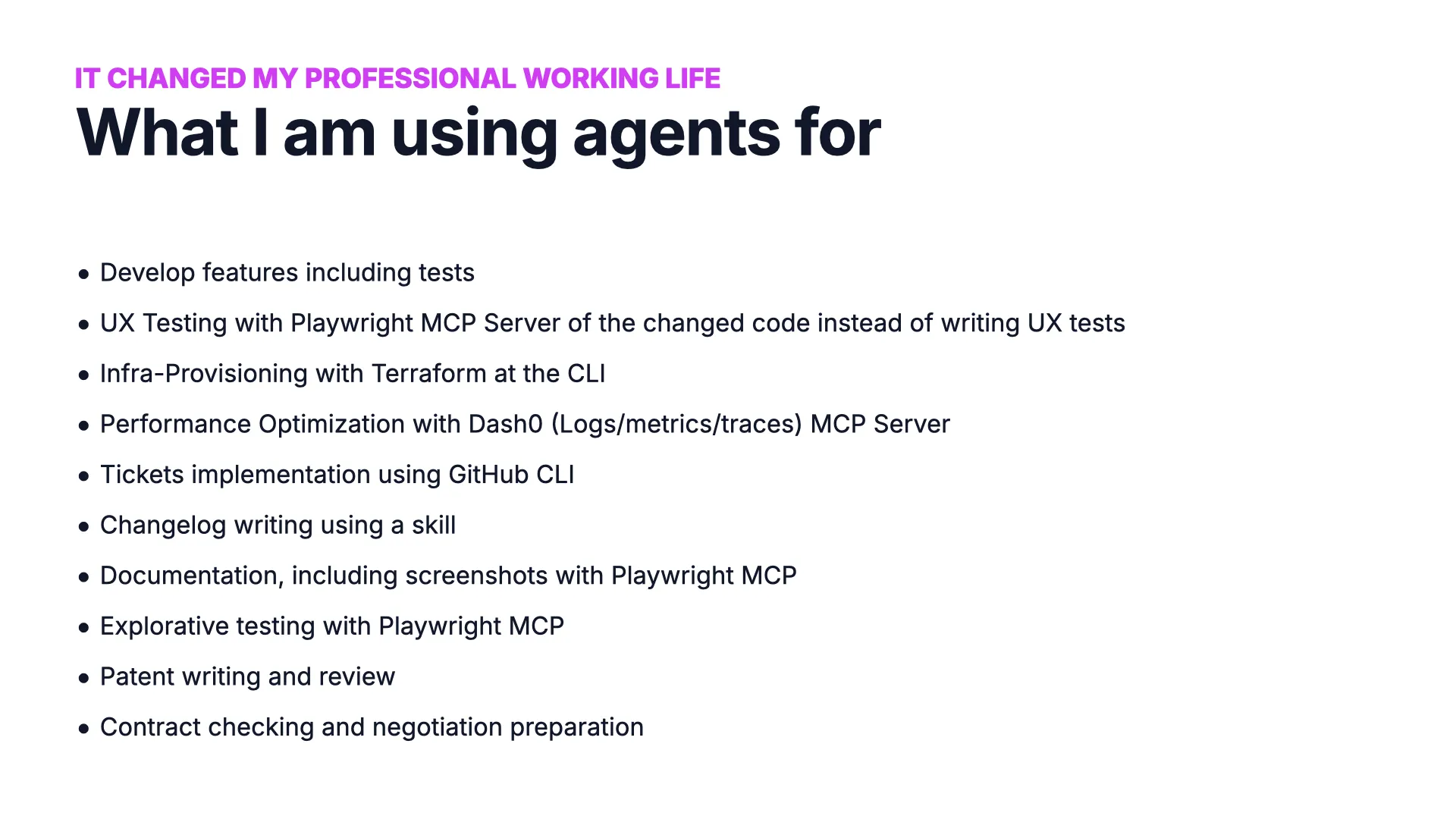 Slide 13: Use cases for agentic coding