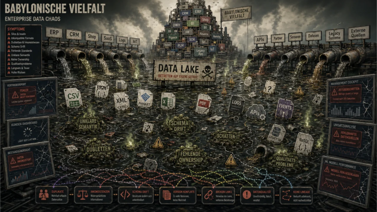 Babylonian variety -- enterprise data swamp around the data lake