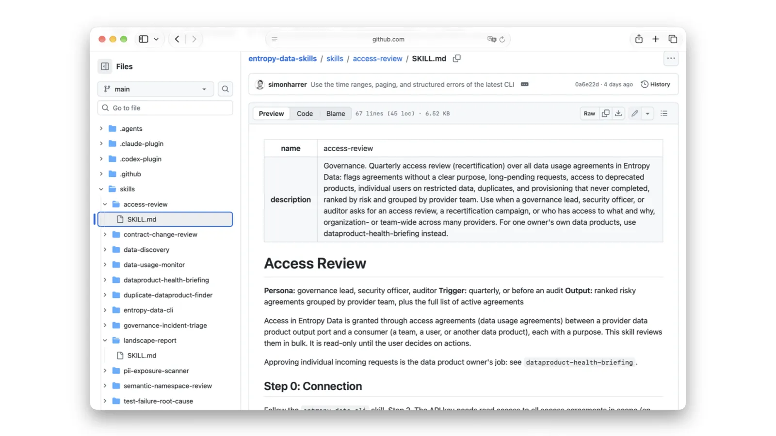 Slide 24: A skills repository on GitHub with one folder per skill