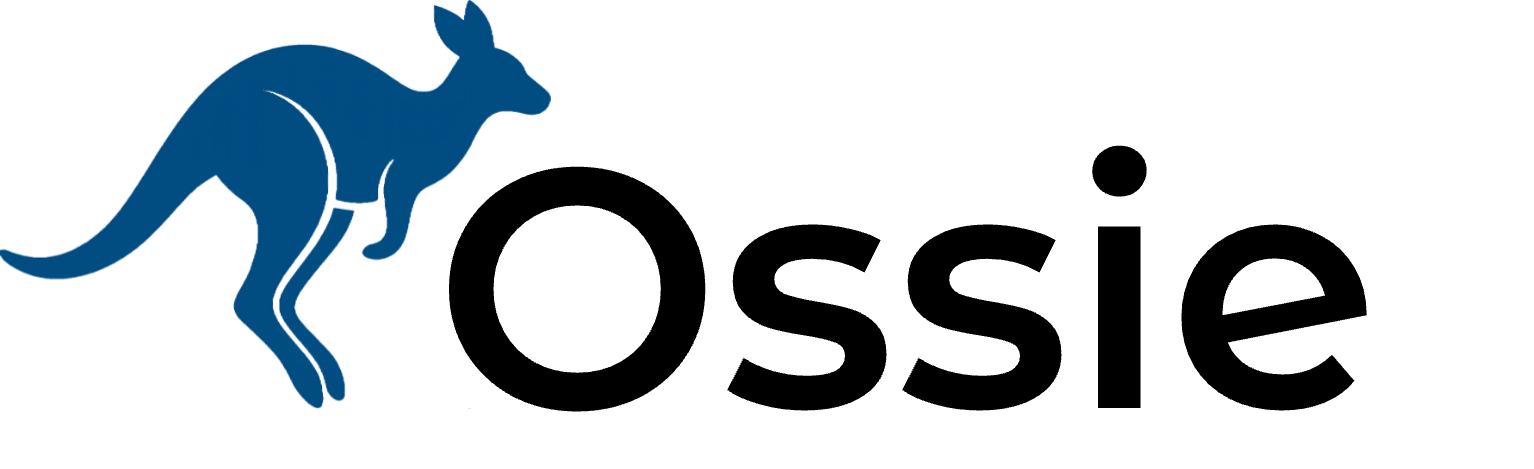 Logo Apache Ossie&nbsp;: un kangourou bleu à côté du mot Ossie