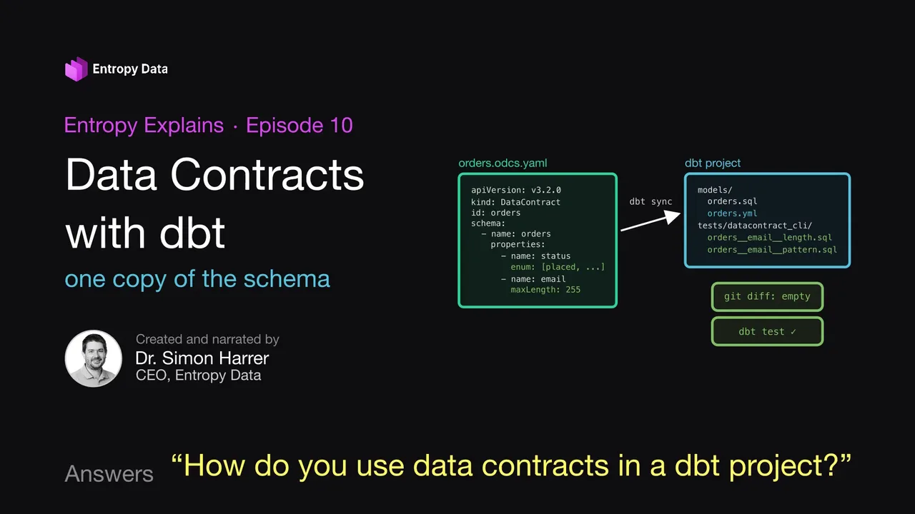 Entropy Explains, episode 10: Data Contracts with dbt